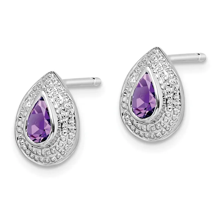 Earrings Goldia Sterling Silver Rhodium Amethyst u0026 Diamond Post Earrings