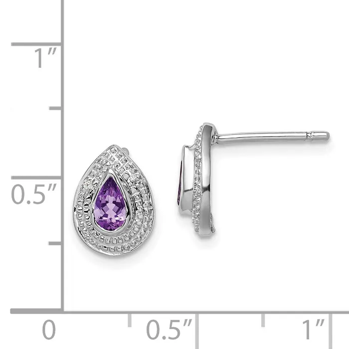 Earrings Goldia Sterling Silver Rhodium Amethyst u0026 Diamond Post Earrings