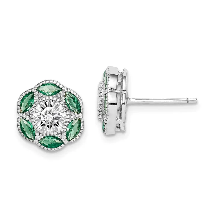 Earrings Goldia Sterling Silver Rhodiumplated Lab Cr Green Spineland CZ Earrings Earrings Goldia Sterling Silver Rhodiumplated Lab Cr Green Spineland CZ Earrings