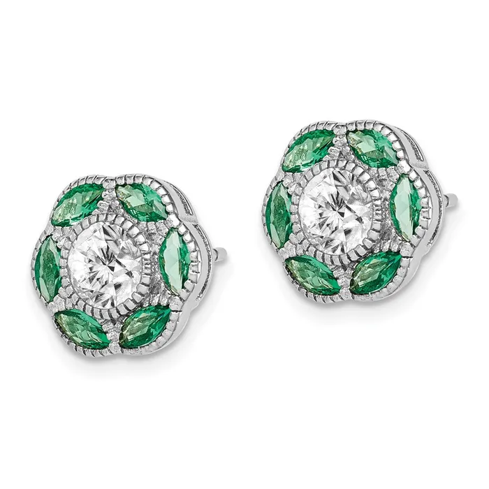 Earrings Goldia Sterling Silver Rhodiumplated Lab Cr Green Spineland CZ Earrings