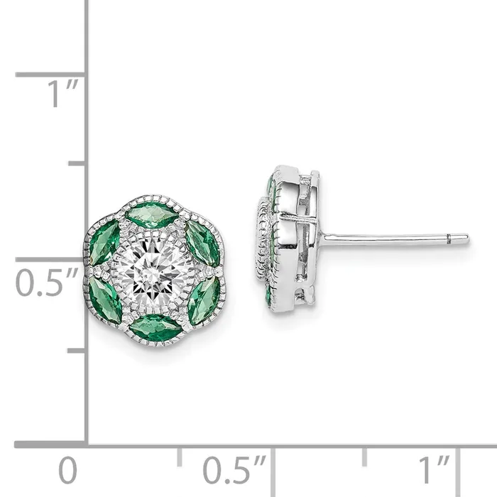 Earrings Goldia Sterling Silver Rhodiumplated Lab Cr Green Spineland CZ Earrings
