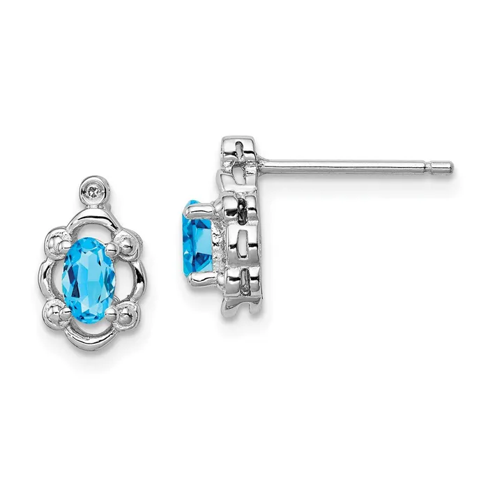Earrings Goldia Sterling Silver Rhodiumplated Light Swiss Blue Topaz u0026 Diamond Earrings