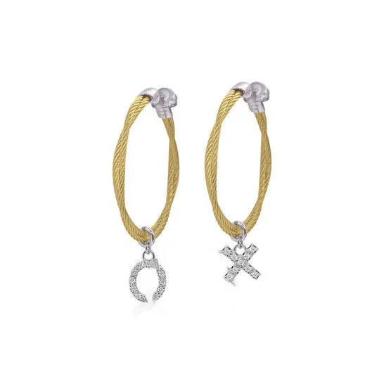 Earrings JMS always Original ALOR Yellow Cable Expressions of Love XO Hoop Earrings with 18kt Gold Diamonds Earrings JMS always Original ALOR Yellow Cable Expressions of Love XO Hoop Earrings with 18kt Gold Diamonds