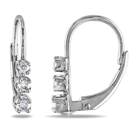 Earrings JMS always Original AMOUR 14 CT TW 3 Stone Diamond Leverback Earrings In Sterling Silver Earrings JMS always Original AMOUR 14 CT TW 3 Stone Diamond Leverback Earrings In Sterling Silver