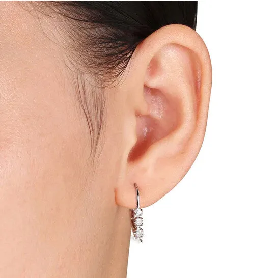 Earrings JMS always Original AMOUR 14 CT TW 3 Stone Diamond Leverback Earrings In Sterling Silver Earrings JMS always Original AMOUR 14 CT TW 3 Stone Diamond Leverback Earrings In Sterling Silver