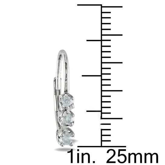 Earrings JMS always Original AMOUR 14 CT TW 3 Stone Diamond Leverback Earrings In Sterling Silver Earrings JMS always Original AMOUR 14 CT TW 3 Stone Diamond Leverback Earrings In Sterling Silver