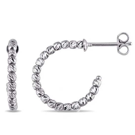 Earrings JMS always Original AMOUR Diamond Cut Beaded Fancy Hoop Earrings In 18k White Gold