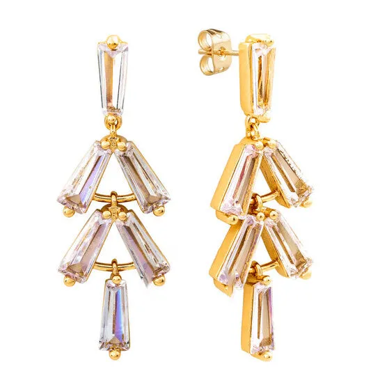 Earrings JMS always Original Elegant Confetti Womens 18K Yellow Gold Plated CZ Simulated Baguette Diamond Dangle Earrings Earrings JMS always Original Elegant Confetti Womens 18K Yellow Gold Plated CZ Simulated Baguette Diamond Dangle Earrings