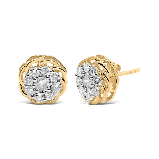 Earrings JMS always Original Haus of Brilliance 10K Yellow Gold Plated 925 Sterling Silver 12 Cttw Diamond Cluster Stud Earrings JK Color I2I3 Clarity Earrings JMS always Original Haus of Brilliance 10K Yellow Gold Plated 925 Sterling Silver 12 Cttw Diamond Cluster Stud Earrings JK Color I2I3 Clarity