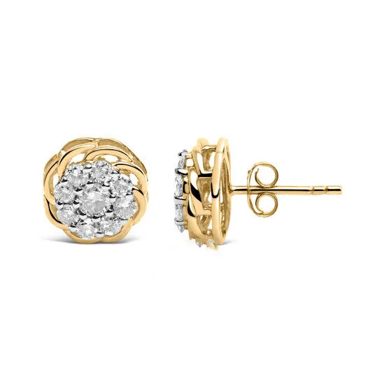 Earrings JMS always Original Haus of Brilliance 10K Yellow Gold Plated 925 Sterling Silver 12 Cttw Diamond Cluster Stud Earrings JK Color I2I3 Clarity Earrings JMS always Original Haus of Brilliance 10K Yellow Gold Plated 925 Sterling Silver 12 Cttw Diamond Cluster Stud Earrings JK Color I2I3 Clarity