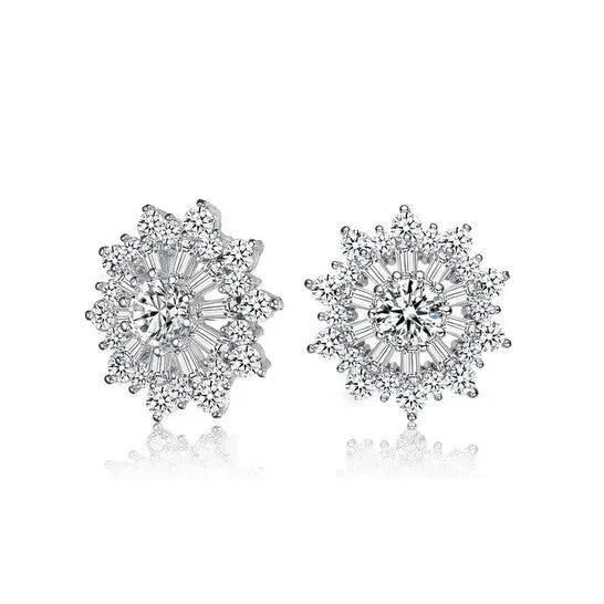 Earrings JMS always Original Megan Walford Sterling Silver Round and Baguette Cubic Zirconia Wreath Stud Earrings Earrings JMS always Original Megan Walford Sterling Silver Round and Baguette Cubic Zirconia Wreath Stud Earrings