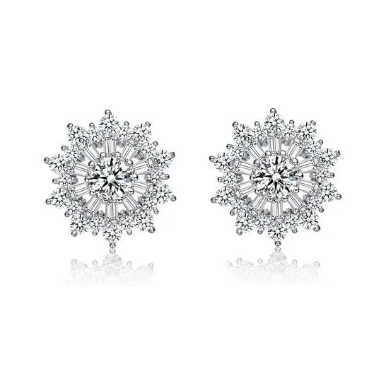 Earrings JMS always Original Megan Walford Sterling Silver Round and Baguette Cubic Zirconia Wreath Stud Earrings Earrings JMS always Original Megan Walford Sterling Silver Round and Baguette Cubic Zirconia Wreath Stud Earrings