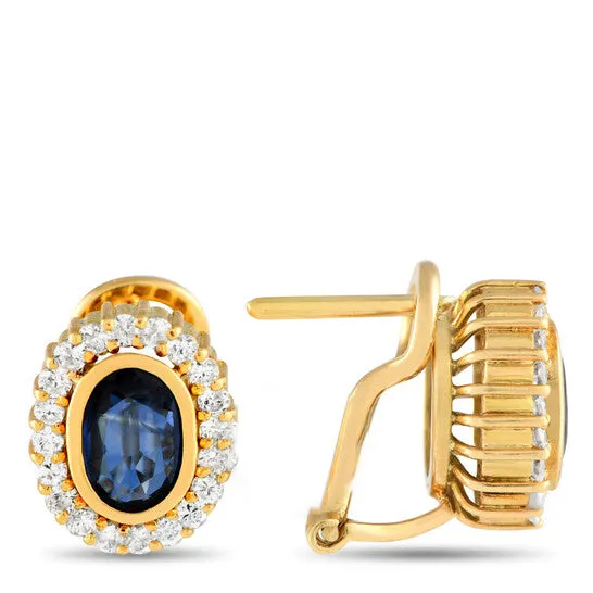 Earrings JMS always Original PreOwned LB Exclusive 18K Yellow Gold 050ct Diamond and Sapphire Earrings