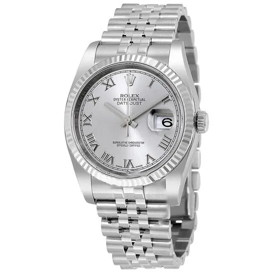 Earrings JMS always Original Rolex Datejust 36 Rhodium Dial Steel and 18K White Gold Mens Watch 116234RRJ