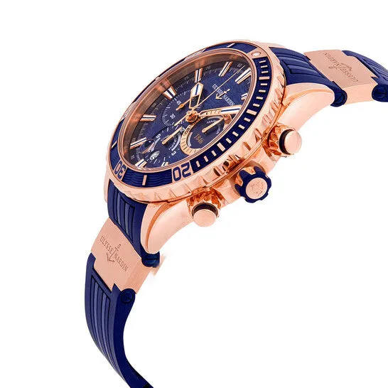 Earrings Original Ulysse Nardin Diver Blue Dial Automatic Mens Chronograph 18K Rose Gold Watch 1502151393 JMS always Earrings Original Ulysse Nardin Diver Blue Dial Automatic Mens Chronograph 18K Rose Gold Watch 1502151393 JMS always