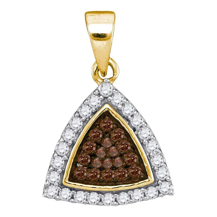 gndatlanta 10k Yellow Gold Brown Diamond Triangle Cluster Pendant 13 Cttw Necklaces gndatlanta 10k Yellow Gold Brown Diamond Triangle Cluster Pendant 13 Cttw Necklaces