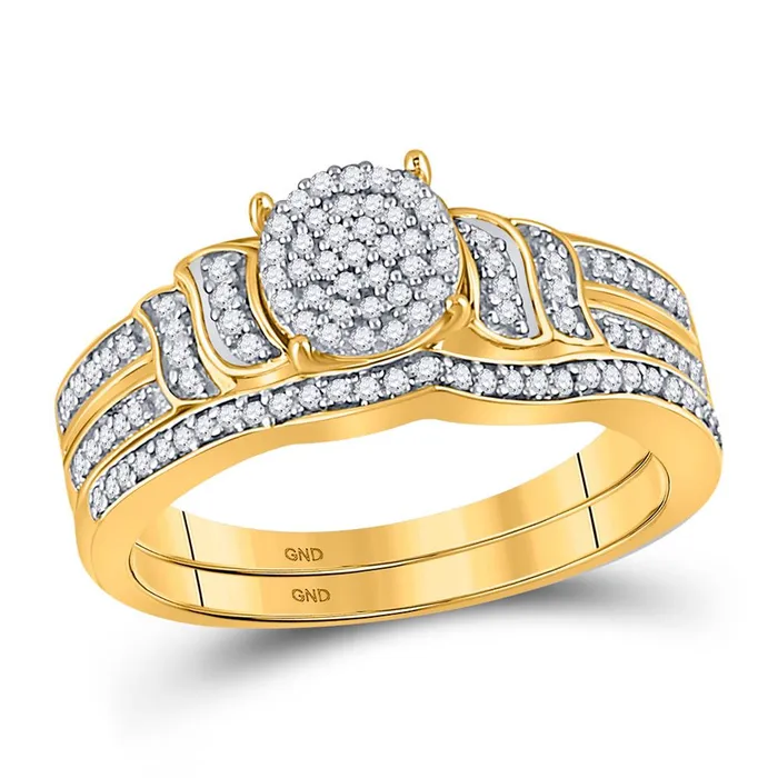 gndatlanta 10k Yellow Gold Round Diamond Bridal Wedding Ring Set 14 Cttw Rings