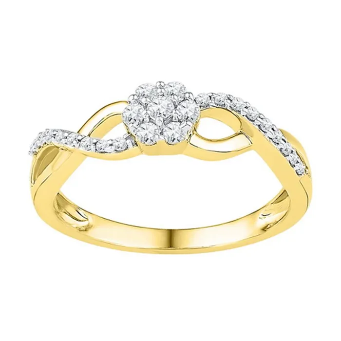 gndatlanta 10k Yellow Gold Round Diamond Cluster Ring 14 Cttw Rings