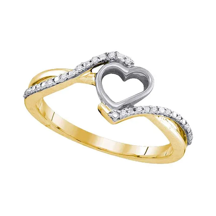 gndatlanta 10k Yellow Gold Round Diamond Heart Ring 120 Cttw Rings