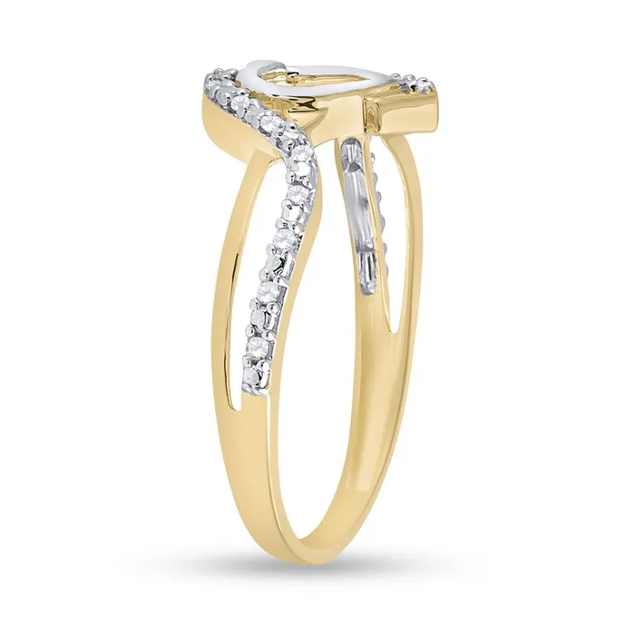 gndatlanta 10k Yellow Gold Round Diamond Heart Ring 120 Cttw Rings