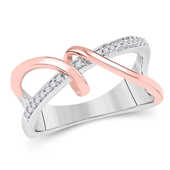 gndatlanta 14k White Gold Diamond Rosetone Spiral Strand Crossover Band Ring 110 Cttw Rings gndatlanta 14k White Gold Diamond Rosetone Spiral Strand Crossover Band Ring 110 Cttw Rings