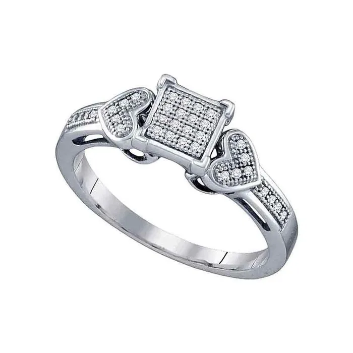 gndatlanta 14k White Gold Round Diamond Heart Square Cluster Ring 110 Cttw Rings gndatlanta 14k White Gold Round Diamond Heart Square Cluster Ring 110 Cttw Rings