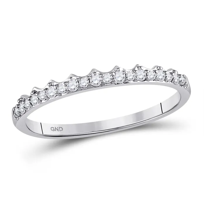 gndatlanta 14k White Gold Round Diamond Slender Scalloped Stackable Band Ring 16 Cttw Rings gndatlanta 14k White Gold Round Diamond Slender Scalloped Stackable Band Ring 16 Cttw Rings