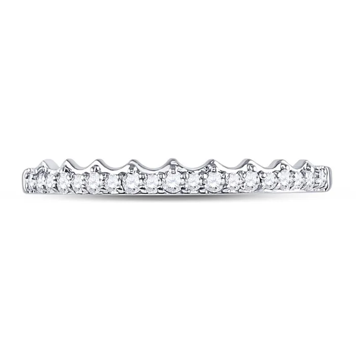 gndatlanta 14k White Gold Round Diamond Slender Scalloped Stackable Band Ring 16 Cttw Rings