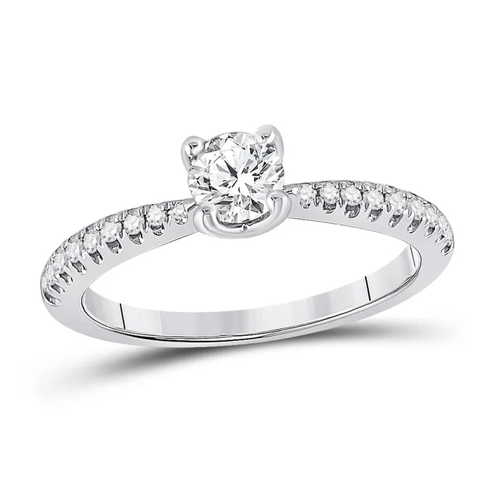gndatlanta 14k White Gold Round Diamond Solitaire Bridal Engagement Ring 34 Cttw Certified Rings