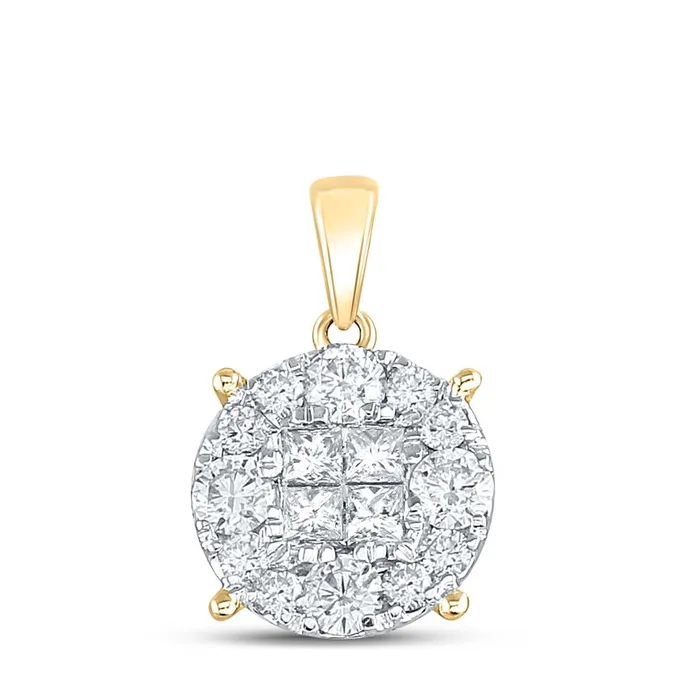 gndatlanta 14K White Gold Yellow Princess Round Diamond Cluster Pendant 1 Cttw Rings gndatlanta 14K White Gold Yellow Princess Round Diamond Cluster Pendant 1 Cttw Rings