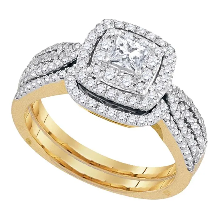 gndatlanta 14k Yellow Gold Princess Diamond Bridal Wedding Ring Set 78 Cttw Rings gndatlanta 14k Yellow Gold Princess Diamond Bridal Wedding Ring Set 78 Cttw Rings