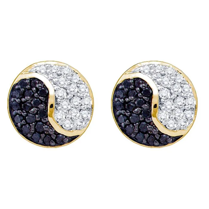 gndatlanta Earrings 10k Yellow Gold Round Black Diamond Yin Yang Earrings 14 Cttw gndatlanta Earrings 10k Yellow Gold Round Black Diamond Yin Yang Earrings 14 Cttw