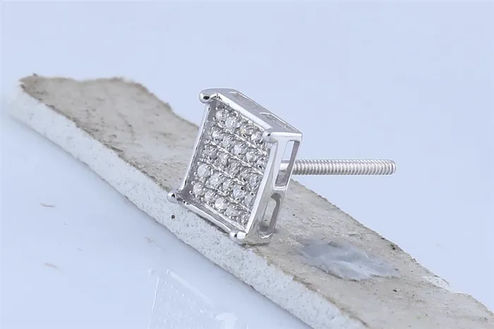 gndatlanta Earrings 14k White Gold Round Diamond Square Cluster Earrings 16 Cttw