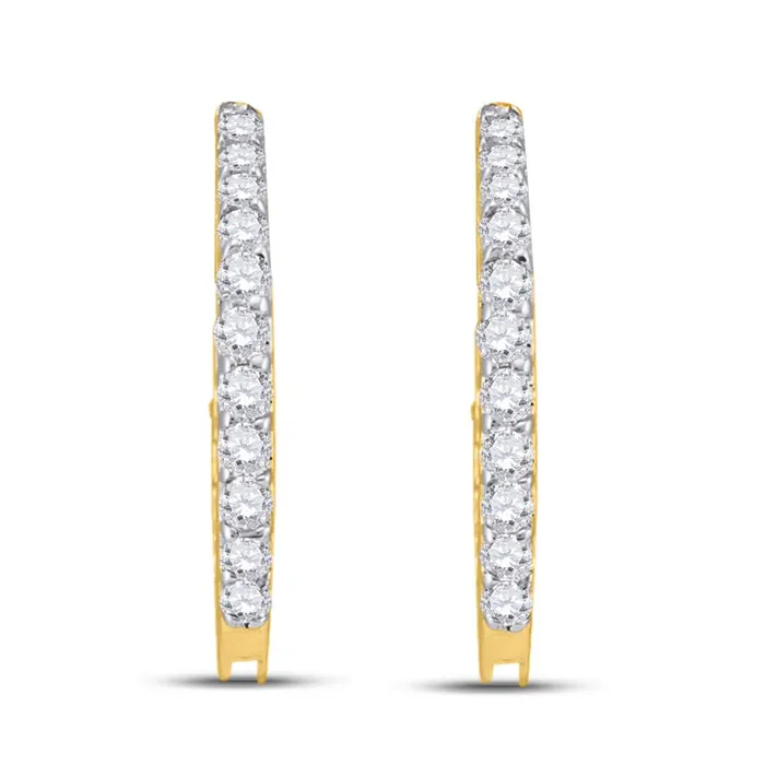 gndatlanta Earrings 14k Yellow Gold Round Diamond Single Row Hoop Earrings 14 Cttw gndatlanta Earrings 14k Yellow Gold Round Diamond Single Row Hoop Earrings 14 Cttw