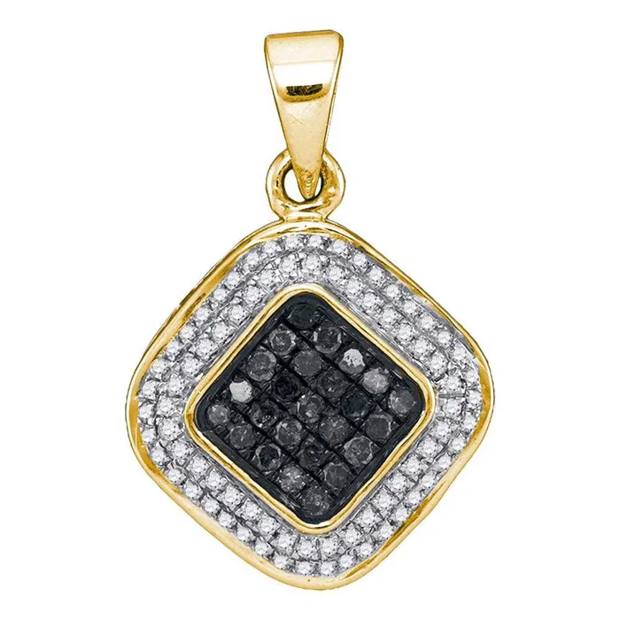 gndatlanta Necklaces 10k Yellow Gold Round Black Diamond Diagonal Square Pendant 14 Cttw gndatlanta Necklaces 10k Yellow Gold Round Black Diamond Diagonal Square Pendant 14 Cttw