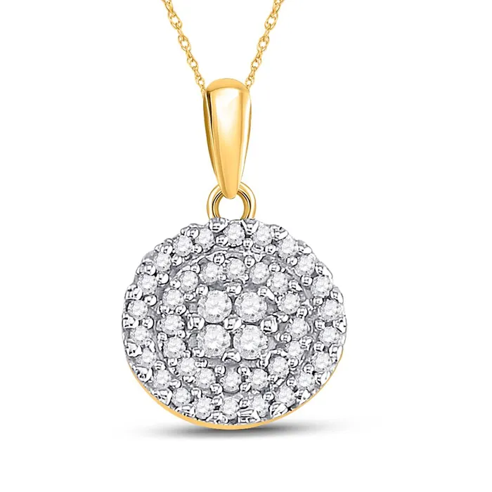 gndatlanta Necklaces 10k Yellow Gold Round Diamond Circle Cluster Pendant 14 Cttw gndatlanta Necklaces 10k Yellow Gold Round Diamond Circle Cluster Pendant 14 Cttw