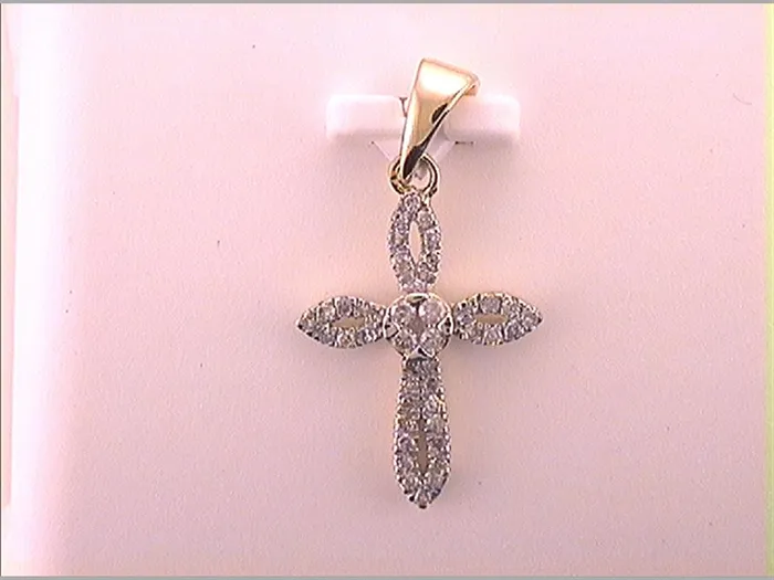gndatlanta Necklaces 10k Yellow Gold Round Diamond Cross Pendant 16 Cttw