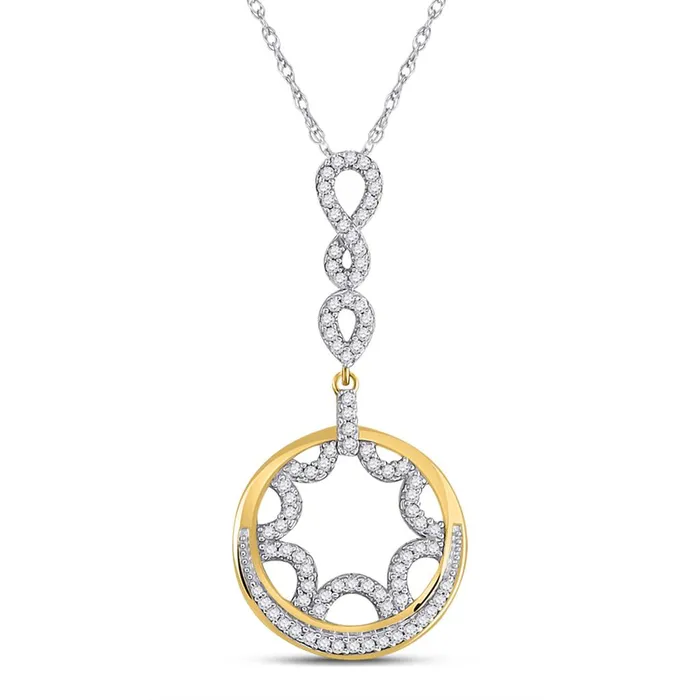 gndatlanta Necklaces 10k Yellow Gold Round Diamond Dangle Circle Pendant 14 Cttw gndatlanta Necklaces 10k Yellow Gold Round Diamond Dangle Circle Pendant 14 Cttw