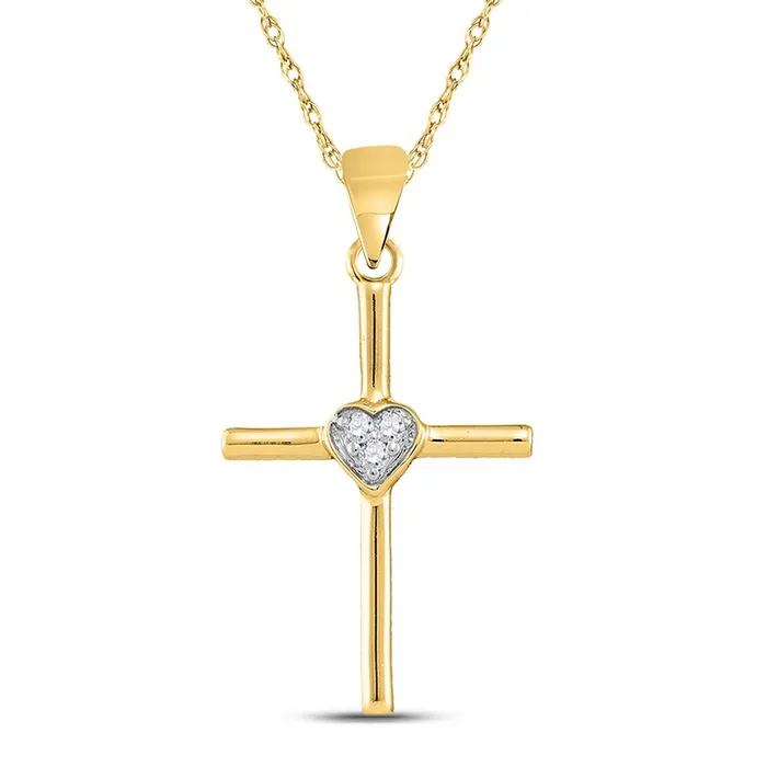 gndatlanta Necklaces 10k Yellow Gold Round Diamond Small Heart Cross Pendant 03 Cttw gndatlanta Necklaces 10k Yellow Gold Round Diamond Small Heart Cross Pendant 03 Cttw