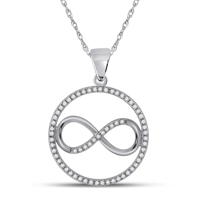 gndatlanta Necklaces 14k White Gold Round Diamond Infinity Circle Pendant 14 Cttw gndatlanta Necklaces 14k White Gold Round Diamond Infinity Circle Pendant 14 Cttw