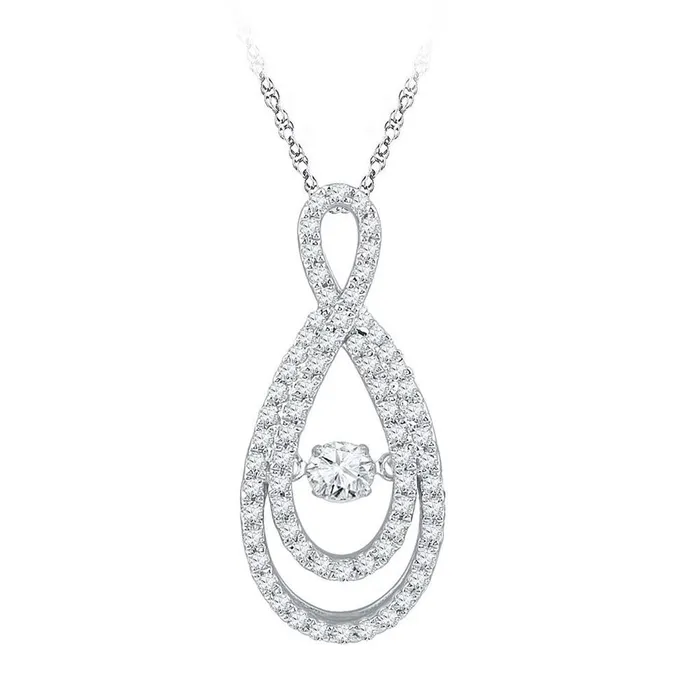 gndatlanta Necklaces 14k White Gold Round Diamond Moving Twinkle Solitaire Teardrop Pendant 34 Cttw gndatlanta Necklaces 14k White Gold Round Diamond Moving Twinkle Solitaire Teardrop Pendant 34 Cttw