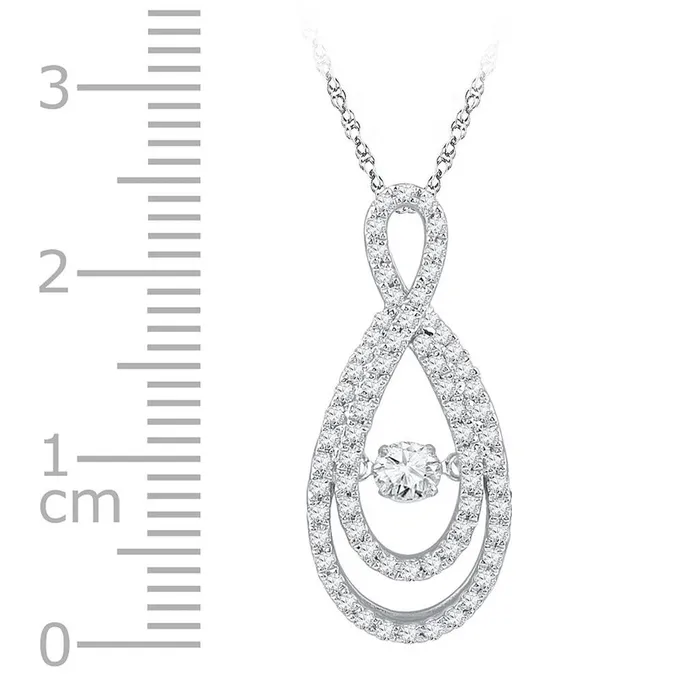 gndatlanta Necklaces 14k White Gold Round Diamond Moving Twinkle Solitaire Teardrop Pendant 34 Cttw