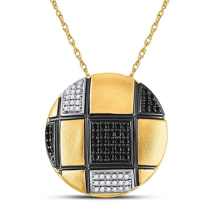 gndatlanta Necklaces 14k Yellow Gold Round Black Diamond Circle Necklace 13 Cttw gndatlanta Necklaces 14k Yellow Gold Round Black Diamond Circle Necklace 13 Cttw