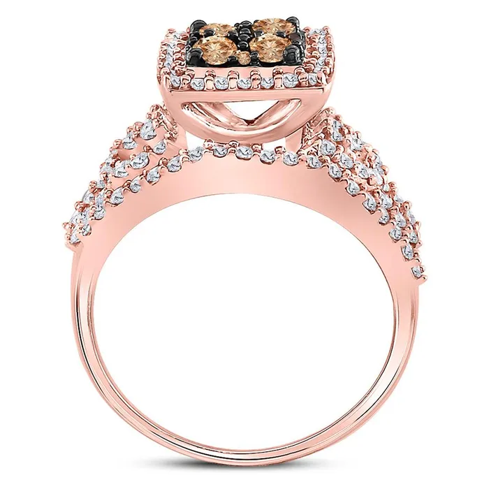 gndatlanta Rings 10k Rose Gold Round Brown Diamond Bridal Wedding Ring Set 1 Cttw