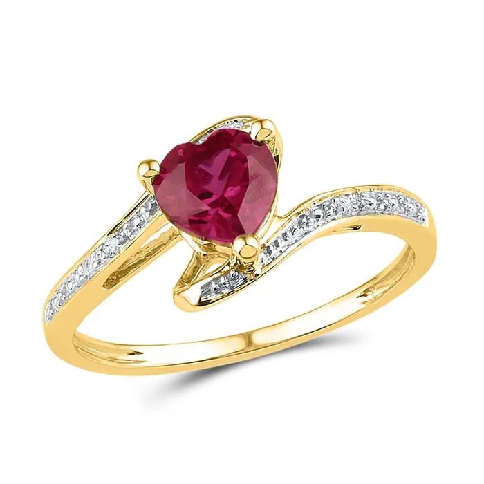gndatlanta Rings 10k Yellow Gold Heart Created Ruby Solitaire Diamondaccent Ring 1 Cttw gndatlanta Rings 10k Yellow Gold Heart Created Ruby Solitaire Diamondaccent Ring 1 Cttw