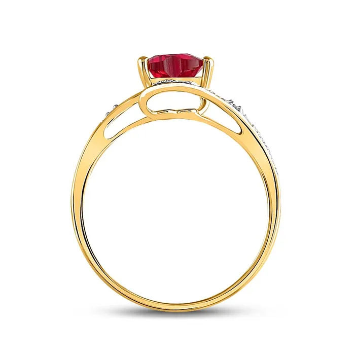 gndatlanta Rings 10k Yellow Gold Heart Created Ruby Solitaire Diamondaccent Ring 1 Cttw
