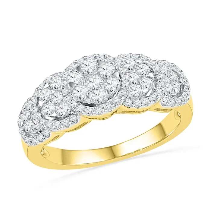 gndatlanta Rings 10k Yellow Gold Round Diamond Flower Cluster Ring 58 Cttw gndatlanta Rings 10k Yellow Gold Round Diamond Flower Cluster Ring 58 Cttw