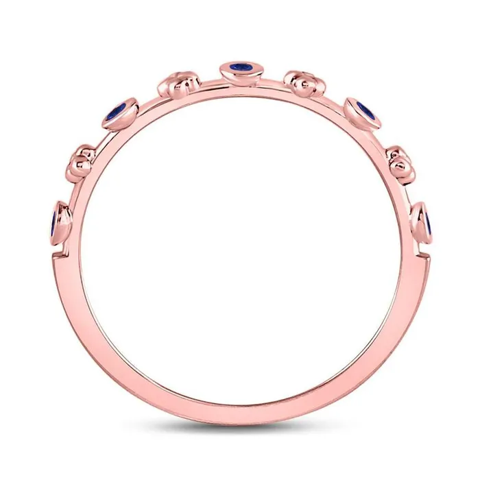 gndatlanta Rings 10kt Rose Gold Round Blue Sapphire Dot Flower Stackable Band Ring 112 Cttw