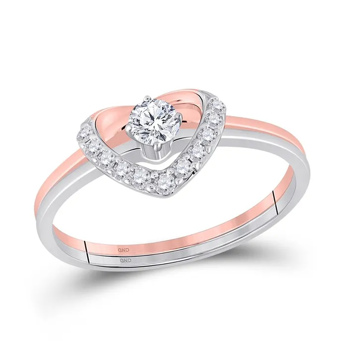 gndatlanta Rings 14k Twotone Gold Heart Diamond Bridal Wedding Ring Set 14 Cttw gndatlanta Rings 14k Twotone Gold Heart Diamond Bridal Wedding Ring Set 14 Cttw