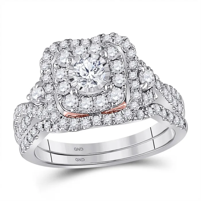 gndatlanta Rings 14k Twotone Gold Round Diamond Bridal Wedding Ring Set 1 Ctw Certified gndatlanta Rings 14k Twotone Gold Round Diamond Bridal Wedding Ring Set 1 Ctw Certified